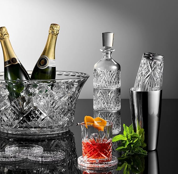 Godinger Cocktail Shaker, Martini Shaker, Boston Shaker, Stainless Cup and Crystal Glass to Mix Drinks Cocktails - Dublin Collection