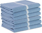 LANE LINEN Kitchen Towels Set - 100% Pure Cotton Dish Towels for Kitchen, Super Absorbent Kitchen Hand Towel, Tea Towels, Soft & Durable Dish Cloths, Pack of 6 – 14”x25”, Indigo