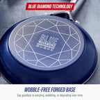 Blue Diamond 14 Piece Nonstick Cookware Set, Diamond Ceramic Pots & Pans, Dishwasher & Metal Utensil Safe, Non Toxic PFAS-Free, Kitchen Cooking Sauce & Saute Pans, Oven & Broiler to 600F, Blue