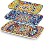 vancasso Serving Platters Set of 3, 16"/14"/12" Inch Rectangular Trays - Serving Platter Extra Large, Bohemian Ceramic Serving Dish for Entertaining Food, Microwave & Dishwasher Safe, Vintage