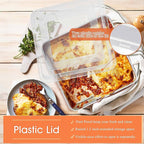 Herogo 8''x 8'' Square Cake Pan, Stainless Steel Square Baking Pan with Lid, Rectangle Cakes Brownie Lasagna Bakeware Set of 4, Healthy & Dishwasher Safe