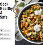 AuFranc™ Hybrid Nonstick 6 Quart Stainless Steel Stockpot with Glass Lid, Induction Stock Pot with Honeycomb Carving, Non-stick Soup Pot Compatible with All Cooktops, Non-Toxic, Dishwasher & Oven Safe