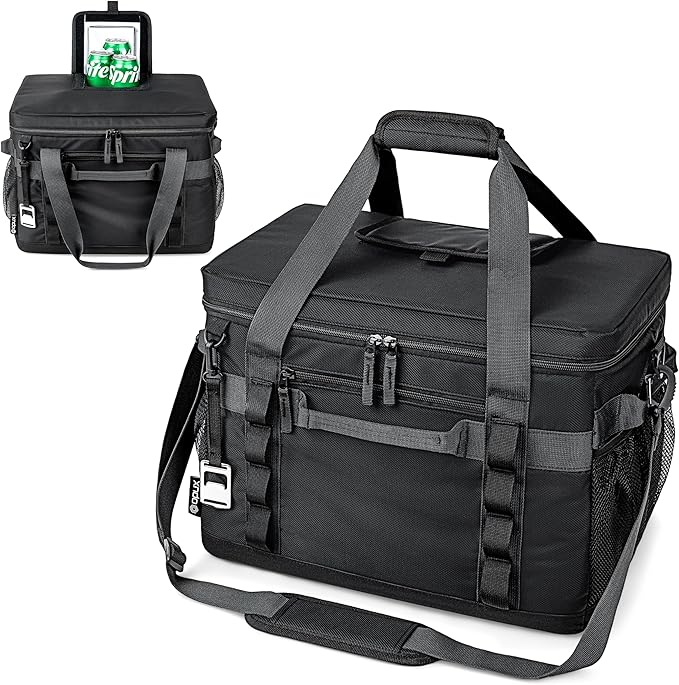 OPUX Cooler Bag, 60 Cans Insulated Soft Collapsible Portable Cooler, Soft Sided Leakproof Cooler for Beach Camping with Shoulder Strap, Ice Chest for Travel Road Trip Picnic, Black