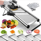 Mandoline Slicer for Kitchen, Adjustable Stainless Steel Vegetable Slicer and Chopper, Food Slicer with Julienne Cutter, Potato, Onion, Tomato, Cucumber and Salad Chopper with Safety Gloves