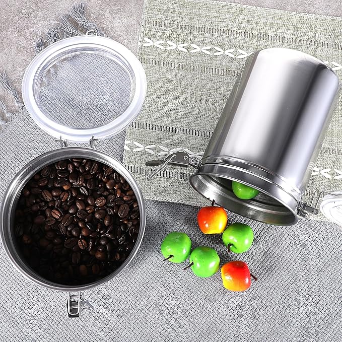 3 Pack Stainless Steel Canister Set Kitchen Airtight 62 oz Container Sets with Lids and Clamp Metal Containers for Coffee Sugar Flour Tea Spice