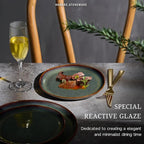 HaWare Stoneware Salad Plates Set of 6, 7.9” Heavy Duty Ceramic Plates, Reactive Glaze Dinnerware for Home Restaurant, Chip and Scratch Resistant, Microwave and Dishwasher Safe, Reactive Moss Green