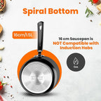 KICHLY 8 Pieces Pots and Pans Set, Non Stick Kitchen Cookware Set, Induction Frying Pans 20cm, 28cm, Saucepan with Lids 20cm, 18cm, Non Induction Saucepan 16cm, Pots and Pans Set Nonstick, Black