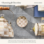 MACKENZIE-CHILDS Enamel Relish Dish, Small Serving Bowl for Entertaining, Brown-and-White Mocha Check