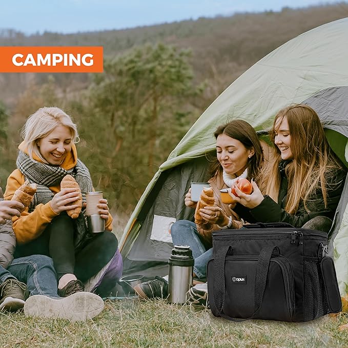 OPUX Soft Cooler Bag, Insulated Collapsible Lunch Cooler Tote for Men Work Camping Beach Travel, Portable Soft Sided Leakproof Waterproof Large Lunch Bag Box with Shoulder Strap 30 Cans, Black