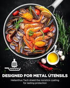 Pots and Pans Set Hybrid Stainless Steel, 17PC Nonstick Tri-Ply Cookware Set w/Frying Au Gratin pan, Dishwasher & Oven Safe, PFOA-Free, Metal Utensil Safe, Suitable for All Cooktops