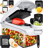 Fullstar The Original Pro Chopper - Vegetable Chopper and Spiralizer, Food Chopper with Container, Fruit Slicer, Kitchen Gadgets & Accessories, Home Essentials (9 in 1, White)