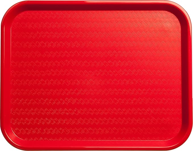 Carlisle FoodService Products Cafe Fast Food Cafeteria Tray with Patterned Surface for Cafeterias, Fast Food, And Dining Room, Plastic, 17.87 X 14 X 0.98 Inches, Red