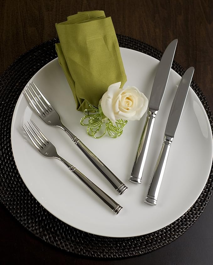 FORTESSA Bistro 18/10 Stainless Steel Flatware, 20 Piece Place Setting With Table Knives, Forks and Spoons (Service For 4), Dishwasher-Safe, Mirrored