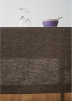 Solino Home Linen Tablecloth 60 x 108 Inch - 100% Pure Linen Chambray Brown Table Cloth for Rectangle Tables - Athena, Machine Washable Tablecloth for Fall, Autumn