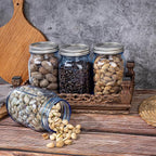 WELLIFE Wide Mouth Mason Jars,4 Pack Blue Mason Jars 32 OZ,Mason Jar for Decor Canning & DIY Crafts,Food Storage,Fermenting,Pickling,Meal Prep