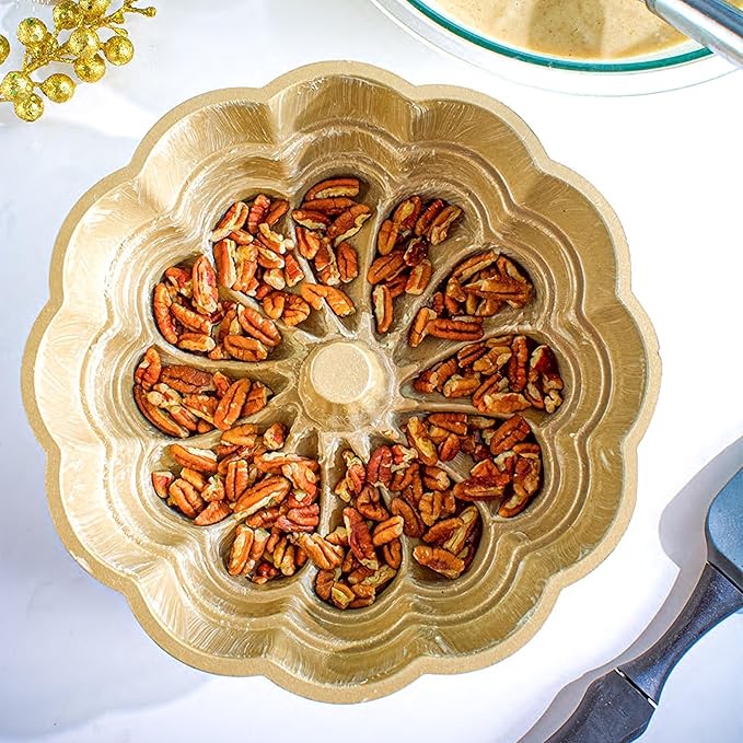 Baker's Secret for Fluted Cake Pan, Fluted Cake Pans, Perfect for Fluted Cakes, Die Cast Aluminum Cake Pans, 2 Layers Non-stick Coating, Novelty Cake Pan - The Cast Aluminum Collection (Petal)