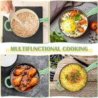 E-far Enameled Cast Iron Sauce Pan, 2 Quart Dutch Oven Saucepan with Lid, Small Sauce Pot for Cooking, Boiling, Healthy & Non Toxic, Induction & Oven Safe, Pistachio Green