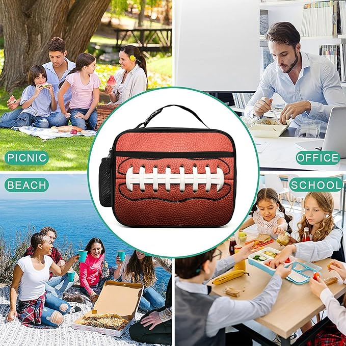 American Football Lunch Bag Insulated Reusable Lunch Box Tote Bag For Women Men Work Picnic Travel