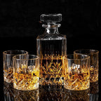 KANARS Whiskey Decanter And Glasses Set in Unique Gift Box - Original Crystal Liquor Decanter Set For Bourbon, Scotch, Vodka, Rum or Whisky, 5-Piece, Gifts for Men Dad