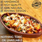 Hakan Bergama Handmade Oval Clay Pan Set of 2 | Terracotta Pans Glazed Inside | Casserole Dishes for Oven Baking | Traditional Earthenware Clay in Box, Large, 4.8 x 10.25 x 1.5-inch 13.5 Oz (400 cc)