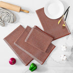 Homaxy Premium Kitchen Towels(18”x 28”, 8 Pack), Large Cotton Kitchen Hand Towels, Flat and Terry Dish Towels, 380 GSM Highly Absorbent Tea Towel Set with Hanging Loop, Rust