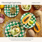 MACKENZIE-CHILDS Enamel Everyday Bowl, Serving Bowl for Entertaining, Extra Small, Green-and-White Emerald Check