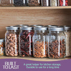 12 Pack Wide Mouth Mason Jars 32 oz - Heavy Duty Glass Quart Mason Jars With Airtight Lids for Pickling, Canning, Food Storage, Meal Prep and Fermenting, Leak Proof