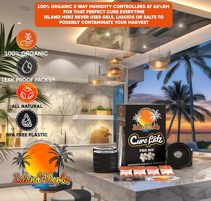 Pro Cure Kit Fits All Wide Mouth Mason Jars: 12 Airtight Digital Lids, 12-8 Gram Organic 2 Way Humidity Controllers 1 Scoop Card 1 White Erase Marker 1 Slap-On (12-Pack)