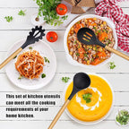 24 Pcs Kitchen Cooking Utensils Set,446°F Heat Resistant Non-Stick Silicone Kitchen Utensil Set With Wooden Handles and Holder,Kitchen Gadgets for Cookware,Kitchen Accessories,Black