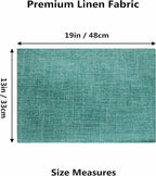 Home Brilliant Teal Placemats Set of 8 Heat Resistant Dining Table Place Mats for Kitchen Table Washable Cloth Placemat, 13 x 19 inches, Peacock
