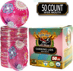 Supa Ant Thickest Canning Lids Wide Mouth (50 Pcs.) Food Grade Tin - Can Lids for Canned Food - Buckle Proof & Rust Proof Lid for Canning Kit for Wide Mouth Mason Jars (Lush) Canning Supplies