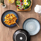 LERATIO Large Pasta Bowls,38oz Ceramic Pasta Bowls,9.0" Reactive Glaze Pasta Bowl Set of 6,Microwave & Dishwasher,Oven Safe,Wide Serving Bowls for Salad,Pasta,Fruit,Scratch Resistant-Colorful