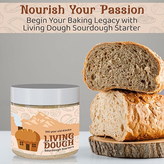 Living Dough - Gluten Free Sourdough Starter Culture - Active & Live Organic Sourdough Starter Gluten Free for Baking - For Artisanal Bread, Pizza Dough, Waffles & More