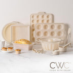 COOK WITH COLOR 17 Pc. Silicone Baking Pan Set - Non-Stick & Easy Clean Silicone Muffin Pans for Baking with Sturdy Metal Frame for Stability, Flexible Cake Molds, Includes Measuring Cups and Spoons