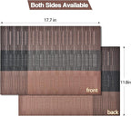 Placemats Set of 6 - Easy Clean Modern Durable Washable Vinyl Place Mats - Heat Resistant Placemats for Kitchen Table - PVC Table Mats for Dining Table (Brown Black, 6)