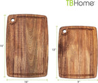 2-Piece Acacia Wood Cutting Board Set, Set of 2 Wooden Cutting Boards