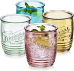 Glaver's Set Of 4 Original Mason Collins Glasses Assorted Colored Drinking Glasses For Juice Smoothies Cocktails Fine Beverage Glass Cups (Original Mason Whiskey Colored 13 OZ.)