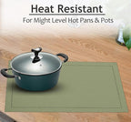 Ruvanti Linen Placemats Set of 6-13x19 Inch, Classic Hemstitch, Heat ‎Resistant Machine Washable Place Mats, Soft & Elegant- Perfect for Christmas, ‎Thanksgiving, Weddings, Dinner - Martini Olive