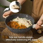 CAROTE 12.5 Inch Nonstick Deep Frying Pan with Lid, 6.5 Qt Jumbo Cooker Saute Pan with Pour Spout, Skillet Induction Cookware, Non Stick Cooking Pan PFOA Free, Classic Granite