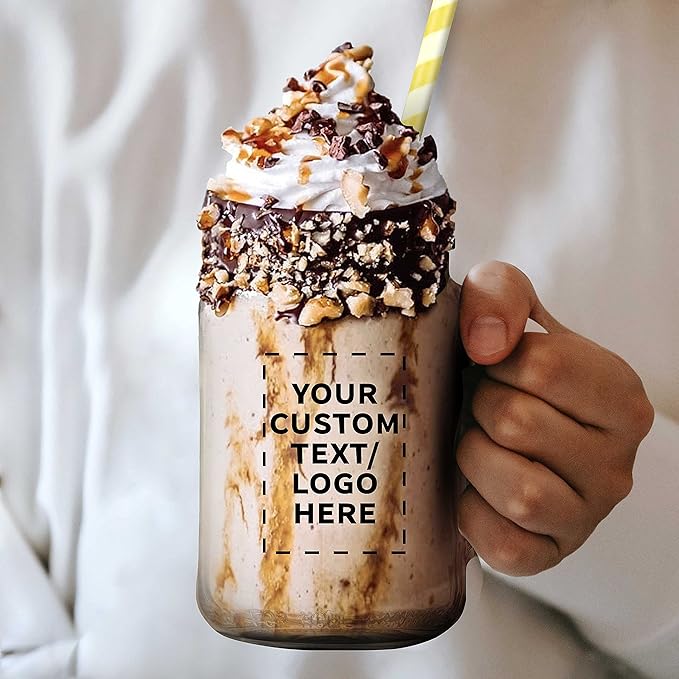 DISCOUNT PROMOS Custom Libbey Mason Jars w/Handles 16 oz. Set of 50, Personalized Bulk Pack - Traditional style, High standard - Black