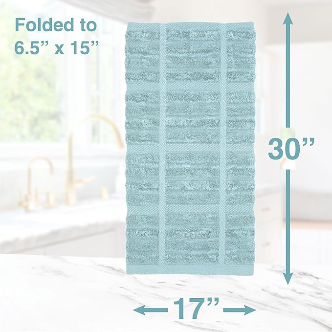 All-Clad Solid Kitchen Towels: Highly Absorbent, Super Soft Long Lasting - 100% Cotton, 17"x30" Tea Towels for Cleaning & Drying Dishes, Pans, Glassware, or Countertops, (2-Pack), Rainfall