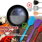 Anaeat Silicone Spatula Set of 5 - Seamless One-Pieces Design, Non-Stick Rubber Spatulas BPA Free Kitchen Scraper Flexible for Easy Baking, Cooking, Scraping & Mixing, Heat Resistant & Dishwasher Safe