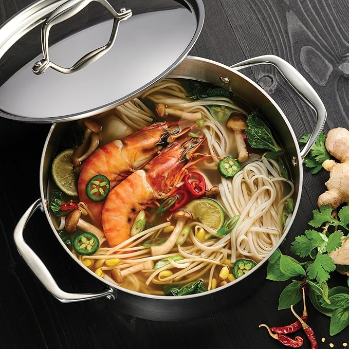 Tramontina Signature Tri-Ply Clad Stainless Steel 9-Piece Cookware Set with Lids, Pots and Pans Kitchen Set, Induction-Ready, Dishwasher-Safe, NSF-Certified