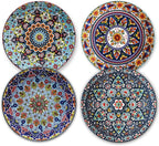 glowworm Dessert Plates Set of 4, 8.5 Inch Ceramic Dinner Plates, Small Salad Plates Set for Kitchen, Microwave, Oven and Dishwasher Safe, Bohemian