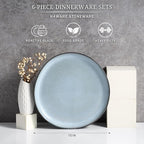 HaWare Stoneware Dinner Plates Set of 6, 10" Heavy Duty Ceramic Plates, Reactive Glaze Dinnerware for Home Restaurant, Chip and Scratch Resistant, Microwave and Dishwasher Safe, Reactive Foggy Blue