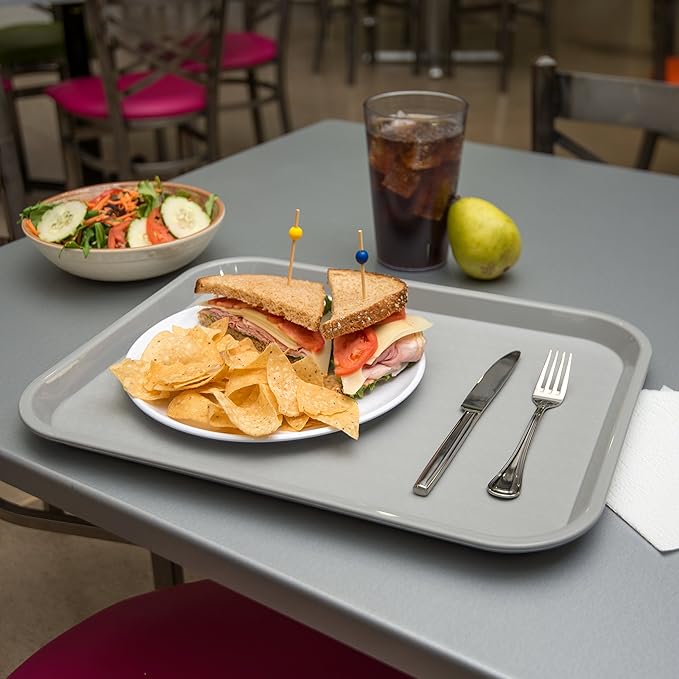Carlisle FoodService Products Cafe Plastic Fast Food Tray, 14" x 18", Gray