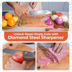 Gidli 8 Inch Chef Knife with Knife Sharpener Carbon Stainless Steel, Ultra Sharp, Ergonomic Wooden Handle, Gift Box – Kitchen Blade Set