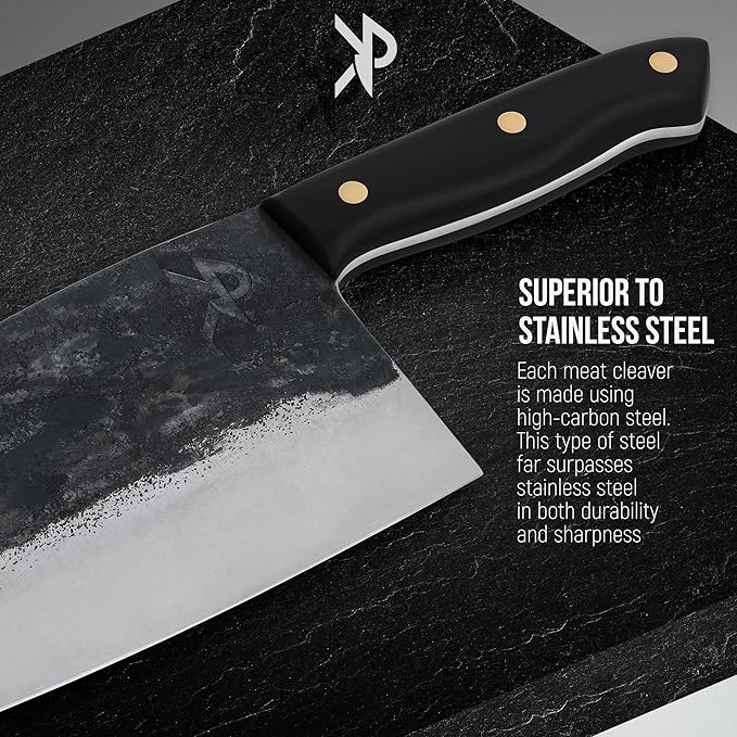 Kitchen perfection Handmade Meat Cleaver Knife For Meat Cutting - Professional 7" Serbian Chef Knife – Made of High Carbon Steel – Hand Sharpen Butcher Knife w/Leather Sheath, Unique Gifts For Men