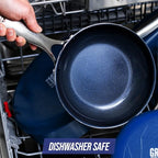 Blue Diamond 14" Nonstick Frying Pan Skillet, Diamond Infused PFAS & PTFE-Free Ceramic Pot, Dishwasher & Oven Safe, Stay Cool Handle, Durable Non Toxic Metal Utensil Safe, Family Jumbo Pan, Blue