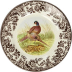 Spode Woodland Pheasant 8" Salad Plate - Rustic Fine Earthenware Dish with Game Bird and British Flowers Border - Made in England, Microwave, Oven, Freezer, Dishwasher Safe - Mix & Match with Delamere